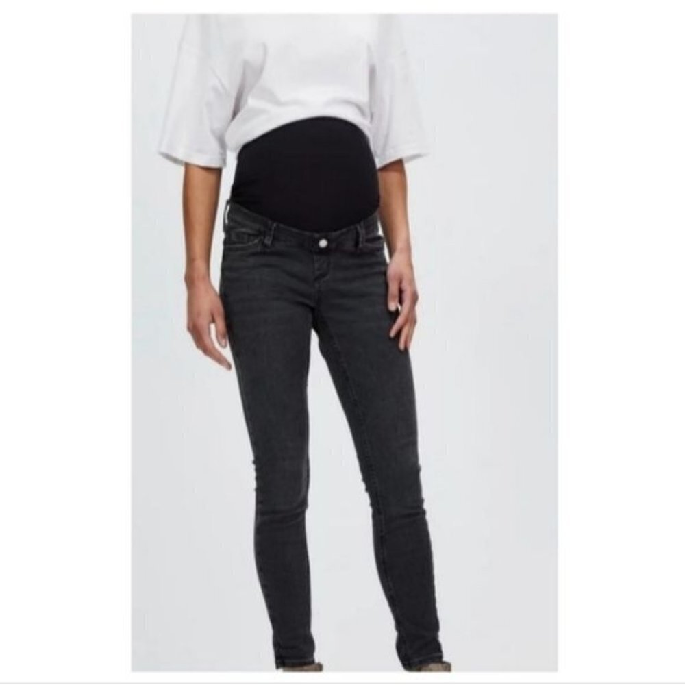 Topshop Maternity Over Bump Black Washed Jamie Jeans Size 32